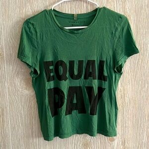 Alice + Olivia Green T-Shirt with Black Print